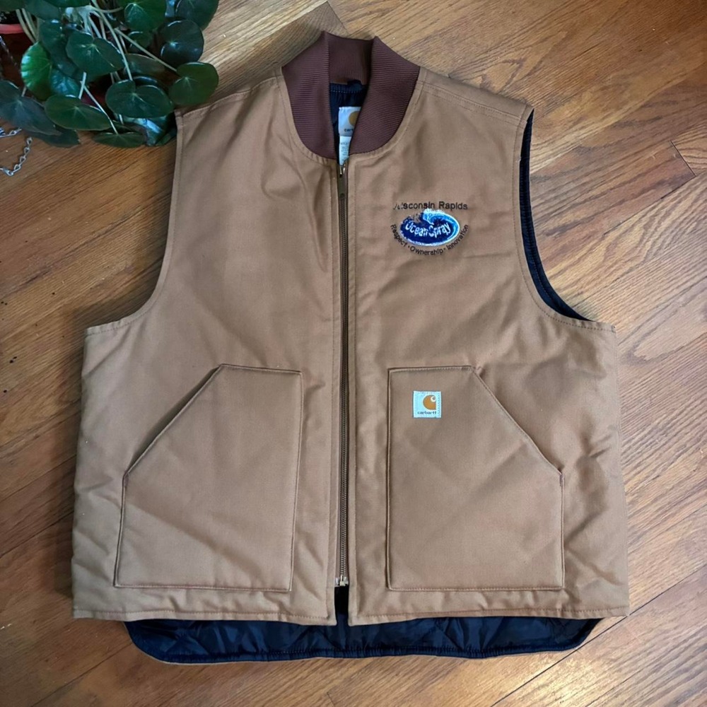 Carhartt V01 BRN Vintage Duck Canvas Insulated Vest Mens XL Tan Brown Workwear